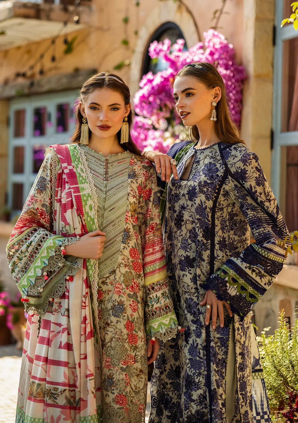 Elaf Premium | Print Chikankari 25 | ELK-01A BLUE BLOSSOM - Official Elaf Premium stockist in UK - Sakeena London