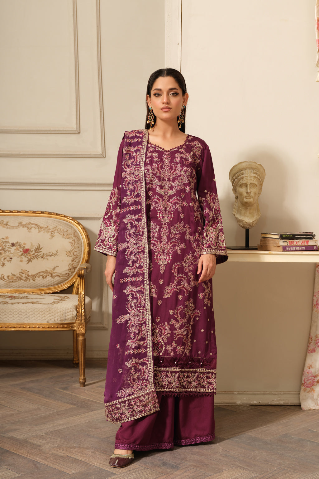 Johra | Silsila Embroidered Viscose | JH-259-SIL - Official Johra stockist in UK - Sakeena London