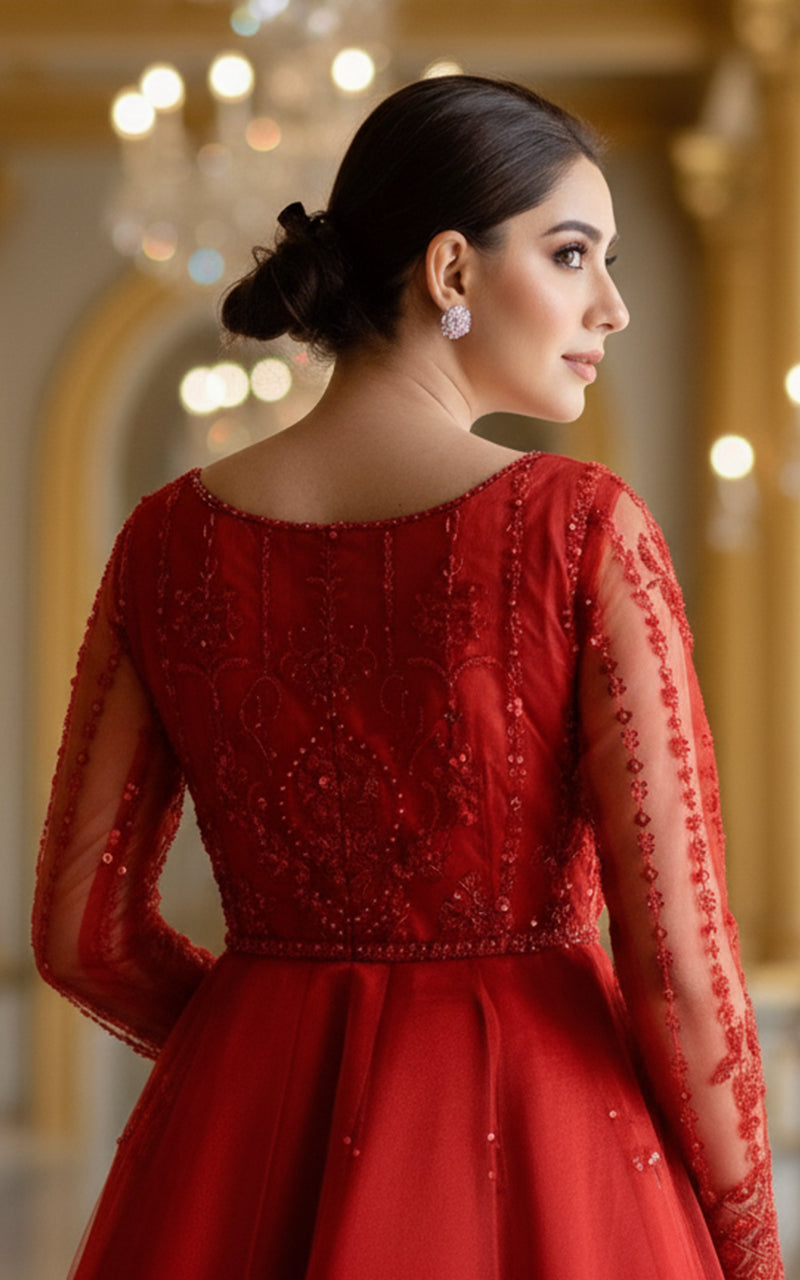 Threads and Motifs | Formal Dresses 25 | Net Embroidered Maxi - Official Threads and Motifs stockist in UK - Sakeena London