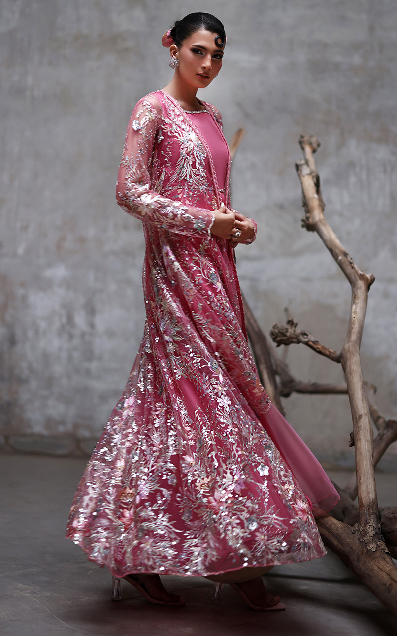 Threads and Motifs | Formal Dresses 25 | NET EMBROIDERED JAKCET WITH MAXI - Official Threads and Motifs stockist in UK - Sakeena London