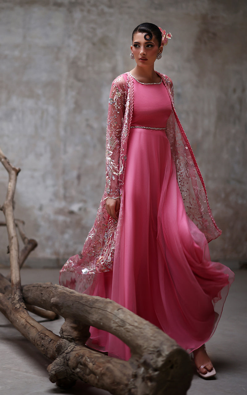 Threads and Motifs | Formal Dresses 25 | NET EMBROIDERED JAKCET WITH MAXI - Official Threads and Motifs stockist in UK - Sakeena London