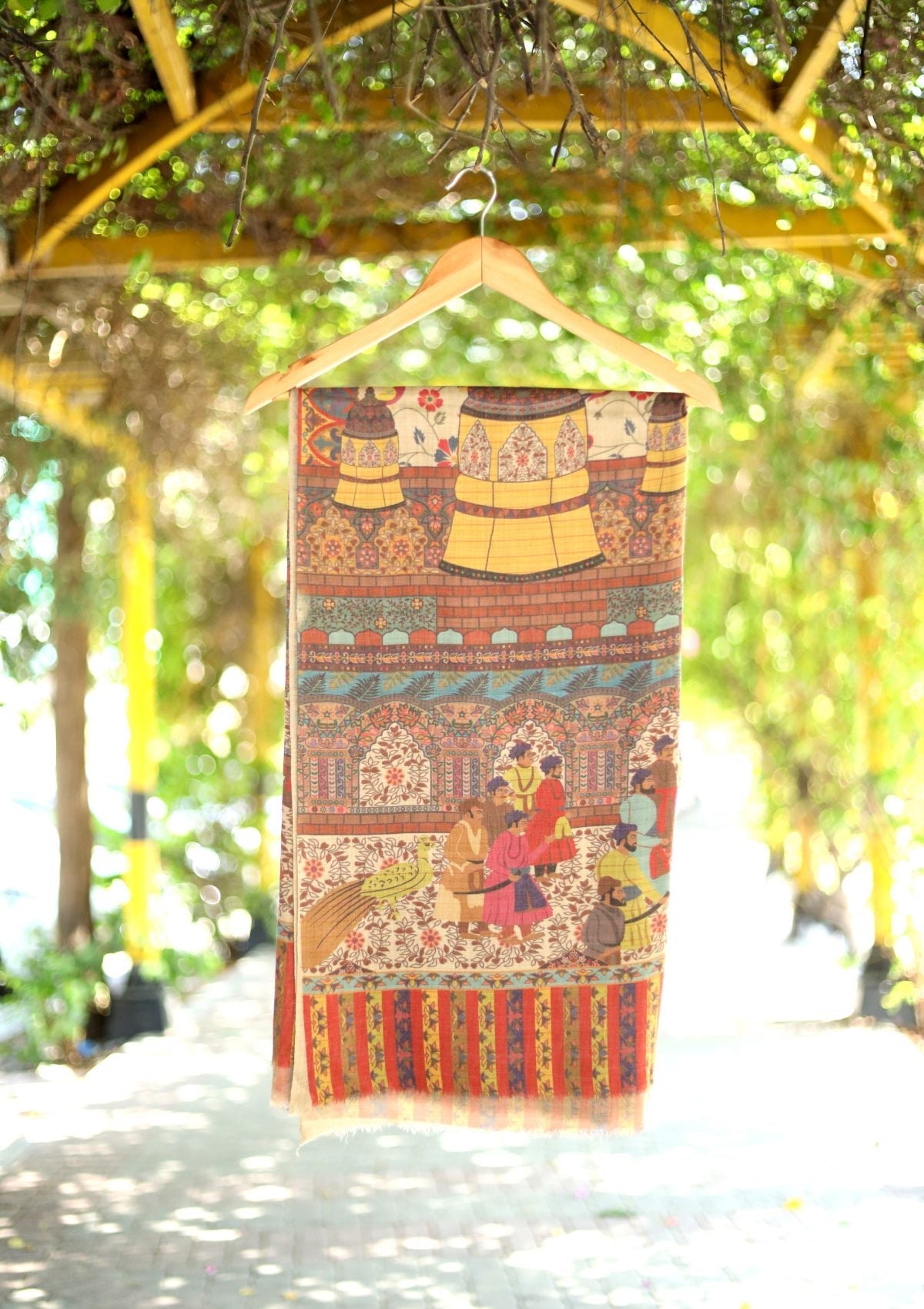 Digital Printed Wool Shawl D - 12 - Brown