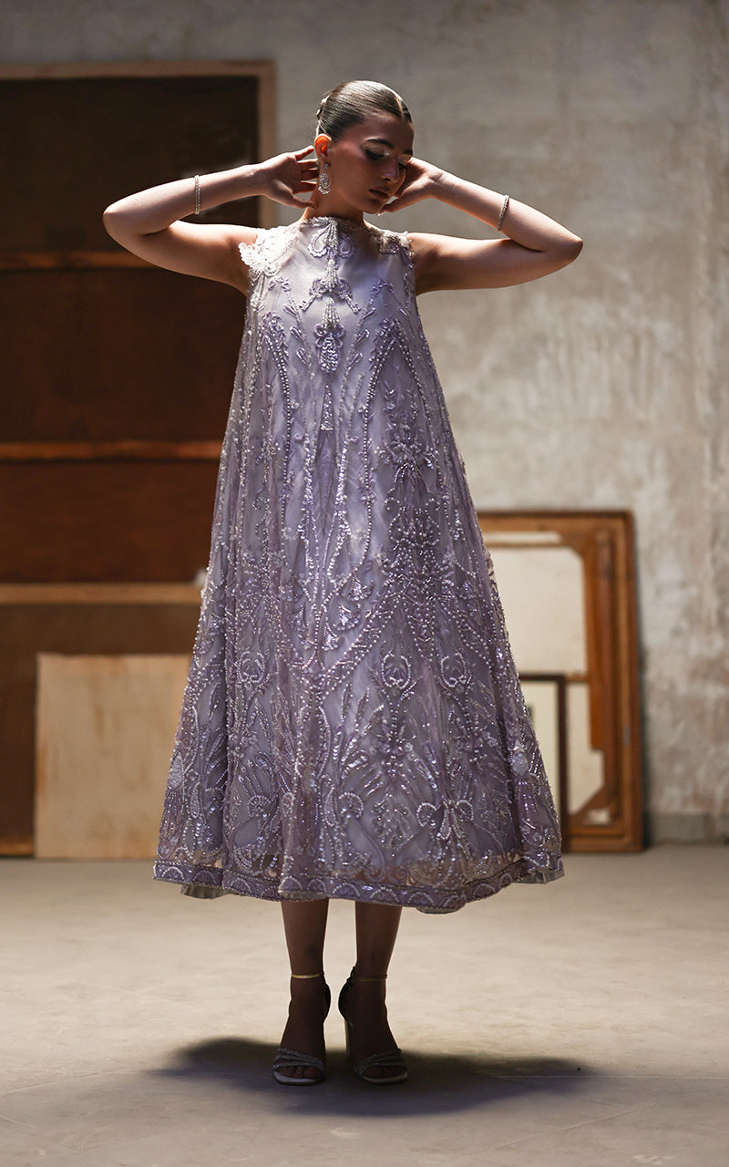 Threads and Motifs | Formal Dresses 25 | Net Embroidered Dress - Official Threads and Motifs stockist in UK - Sakeena London