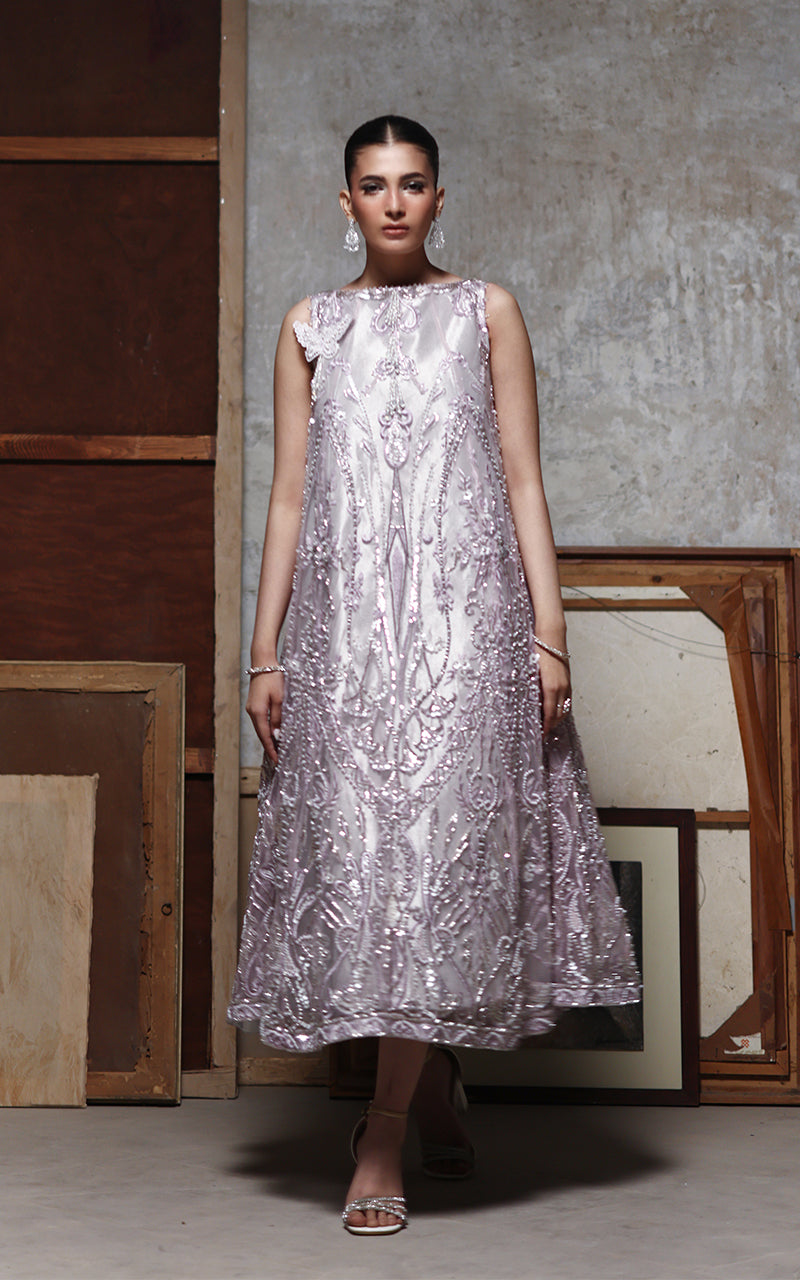 Threads and Motifs | Formal Dresses 25 | Net Embroidered Dress - Official Threads and Motifs stockist in UK - Sakeena London