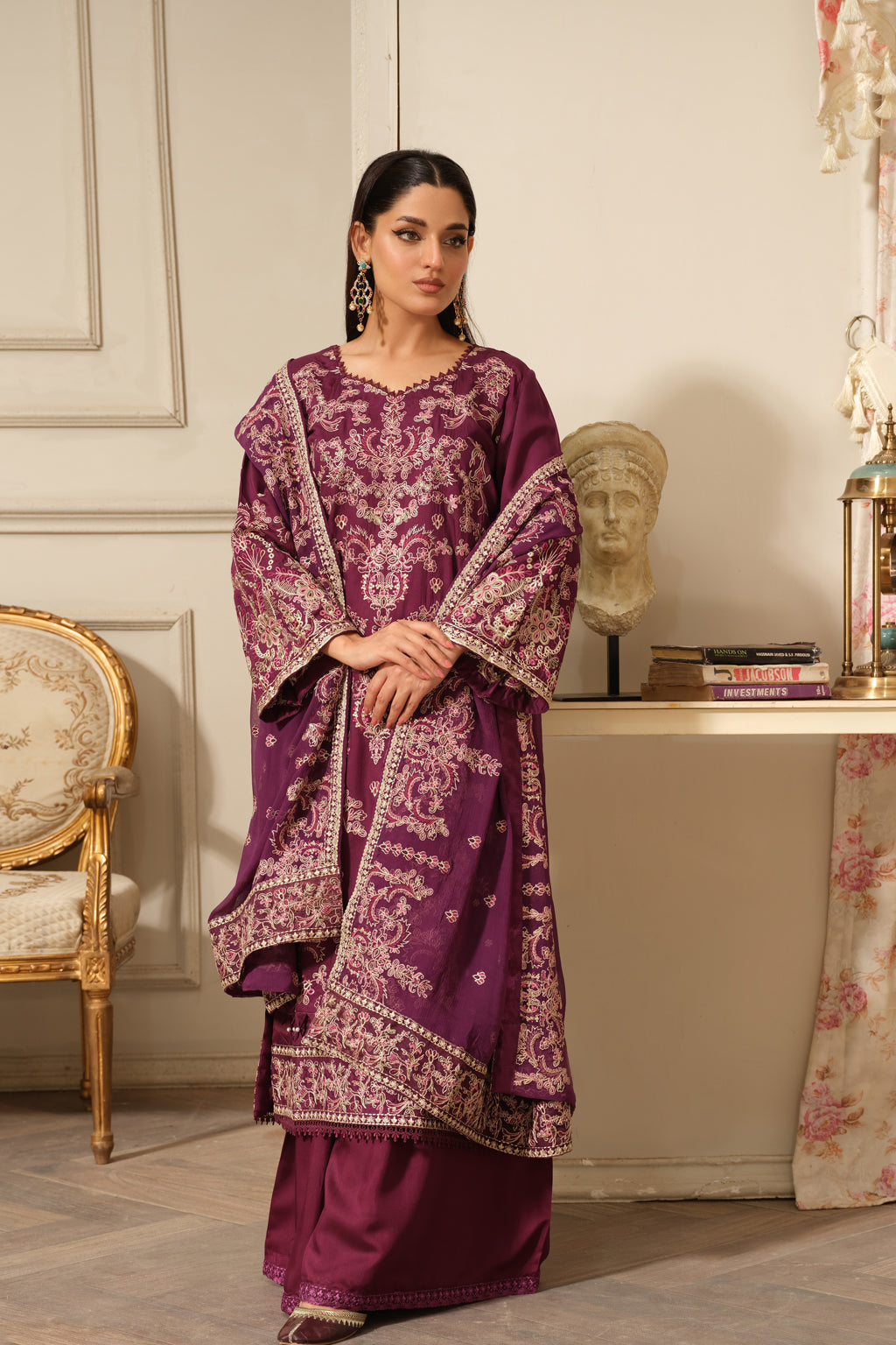 Johra | Silsila Embroidered Viscose | JH-259-SIL - Official Johra stockist in UK - Sakeena London