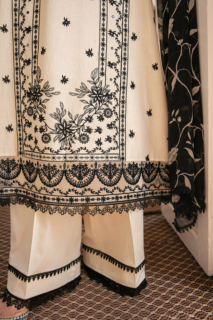 Cross Stitch | Mahiri Embroidered Lawn 24 | IVORY NOIR - Official Cross Stitch stockist in UK - Sakeena London