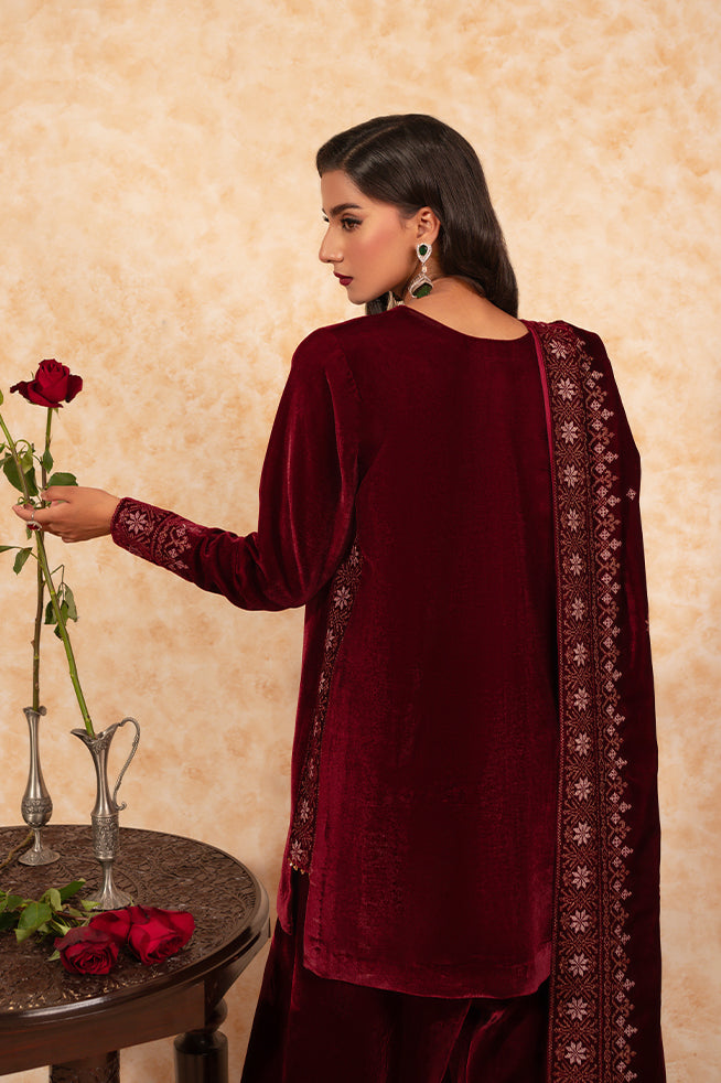 Fozia Khalid | Velvet Deck | Garnet - Official Fozia Khalid stockist in UK - Sakeena London