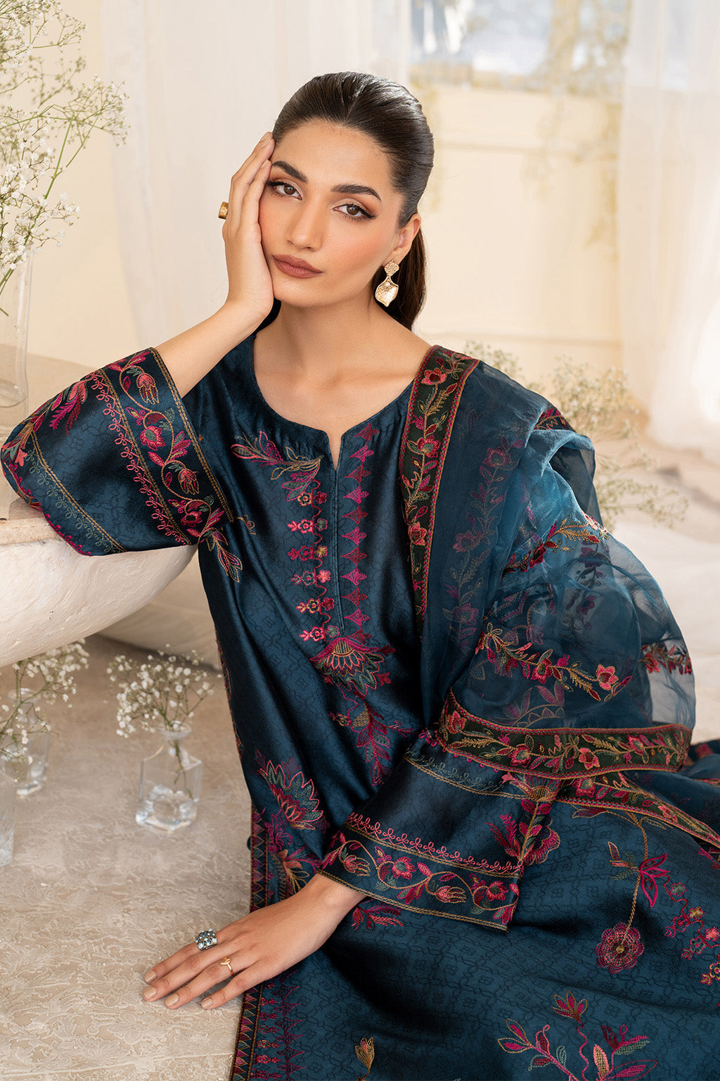 Iznik | Festive Formal | UE-379 Embroidered Pure silk - Official Iznik stockist in UK - Sakeena London