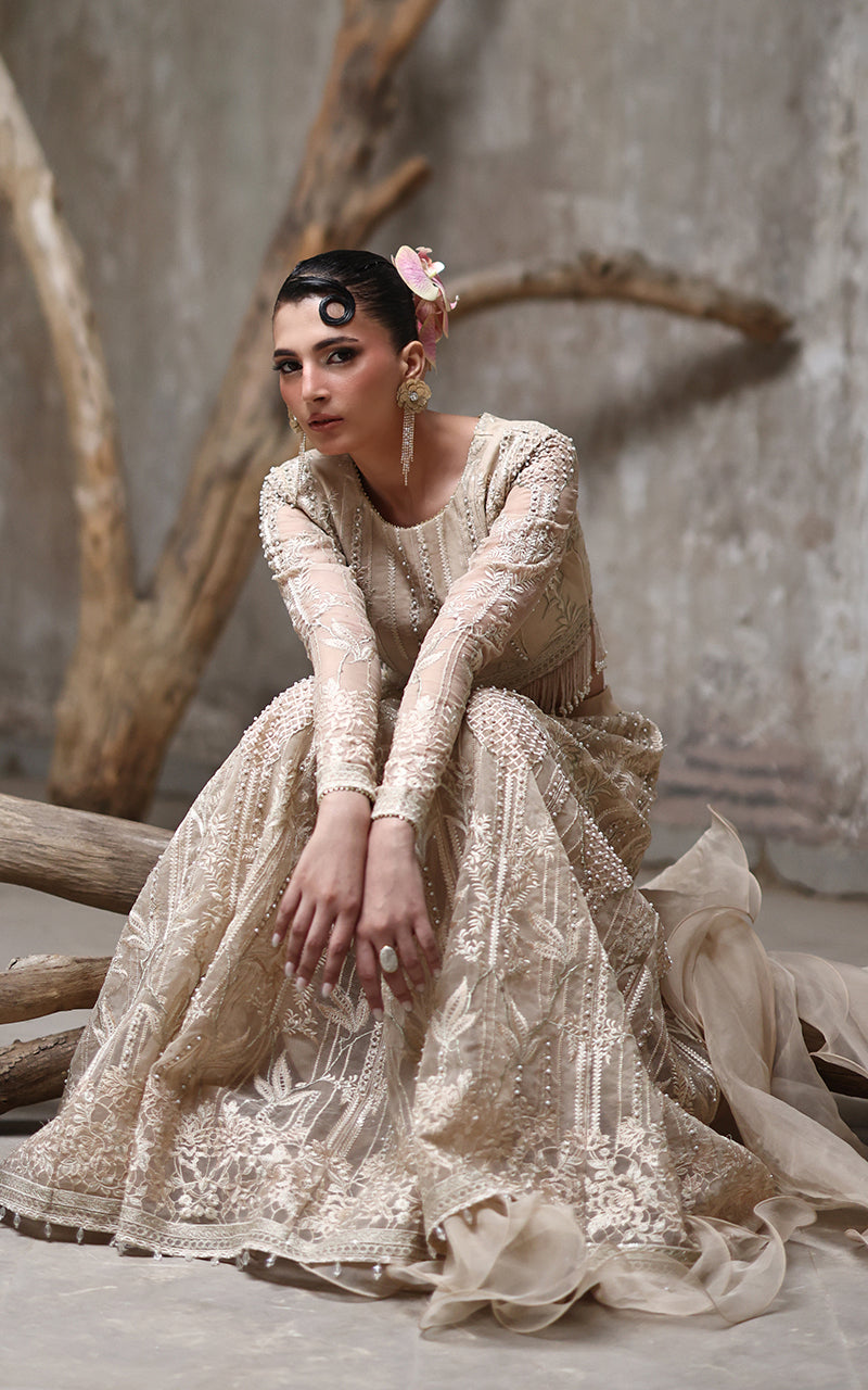 Threads and Motifs | Formal Dresses 25 | Organza Embroidered Blouse And Lehenga - Official Threads and Motifs stockist in UK - Sakeena London