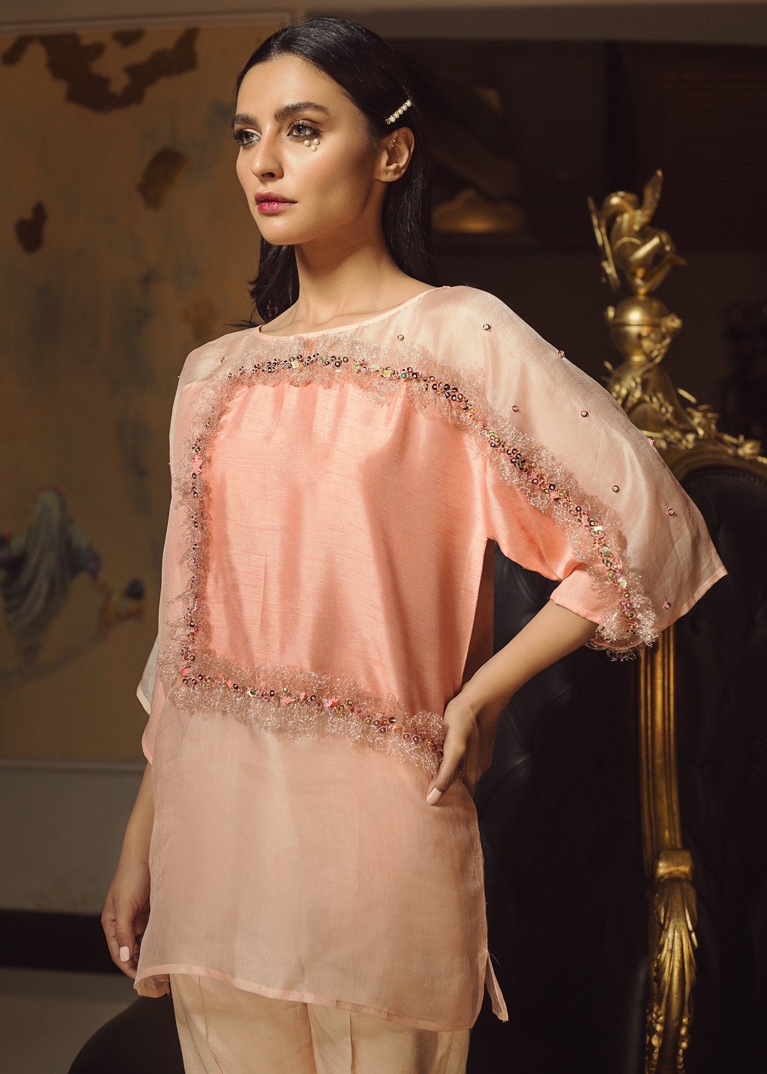 Hana | Serendipity Ready to Wear | Peach Ripple - Official Hana stockist in UK - Sakeena London