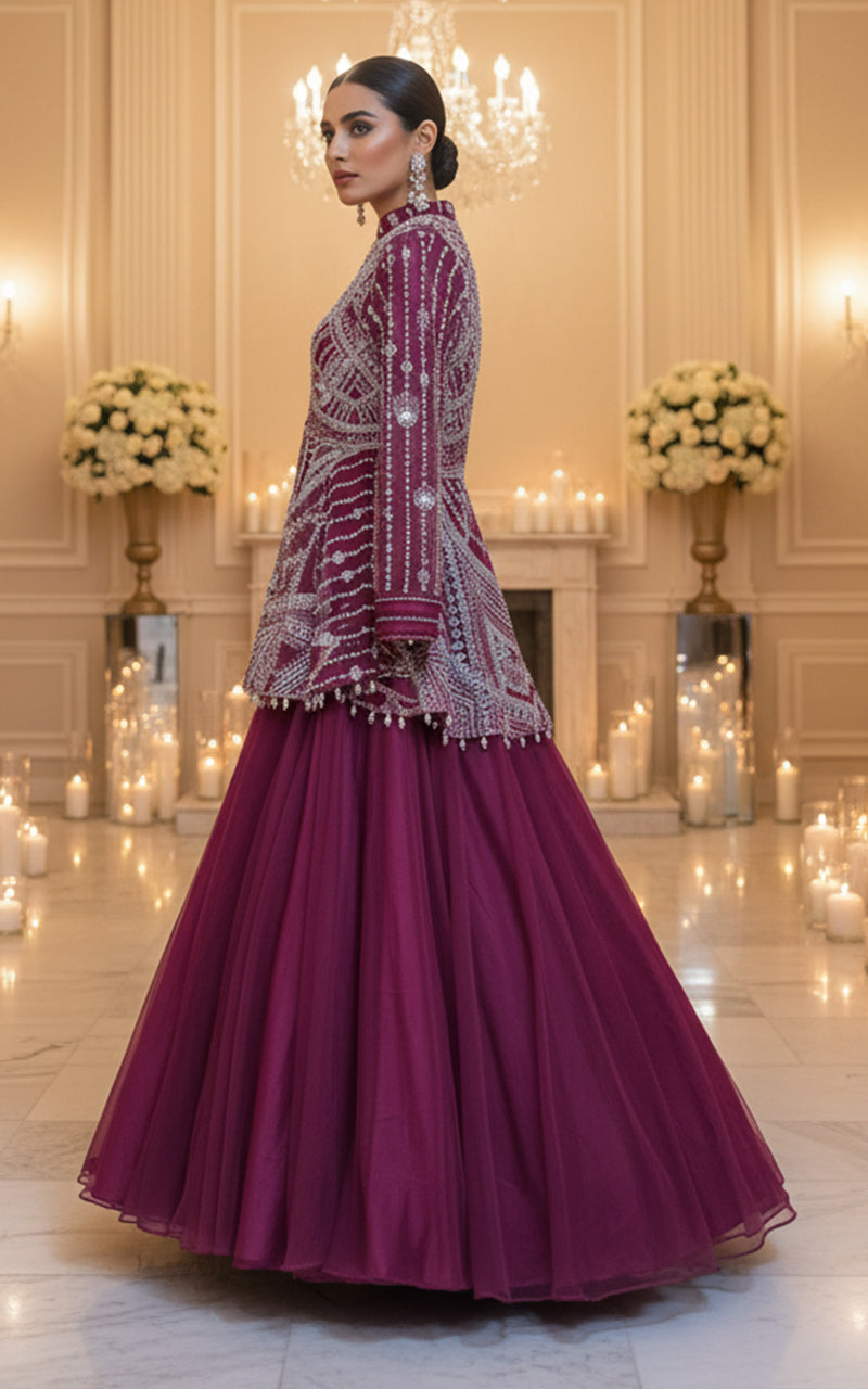 Threads and Motifs | Formal Dresses 25 | EMBROIDERED PEPLUM WITH SKIRT - Official Threads and Motifs stockist in UK - Sakeena London