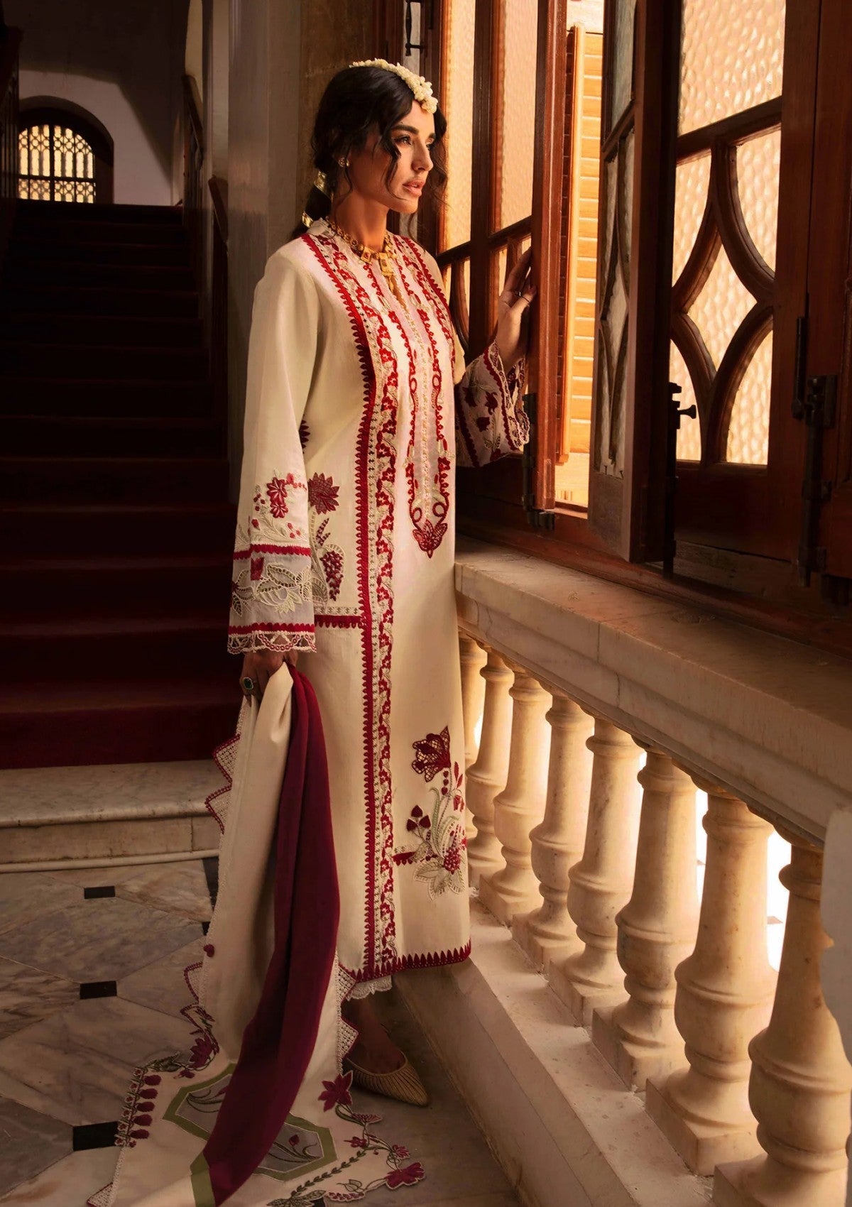 Winter Collection - Crimson - Aaleen - Winter Unstitched 24 - Musafir