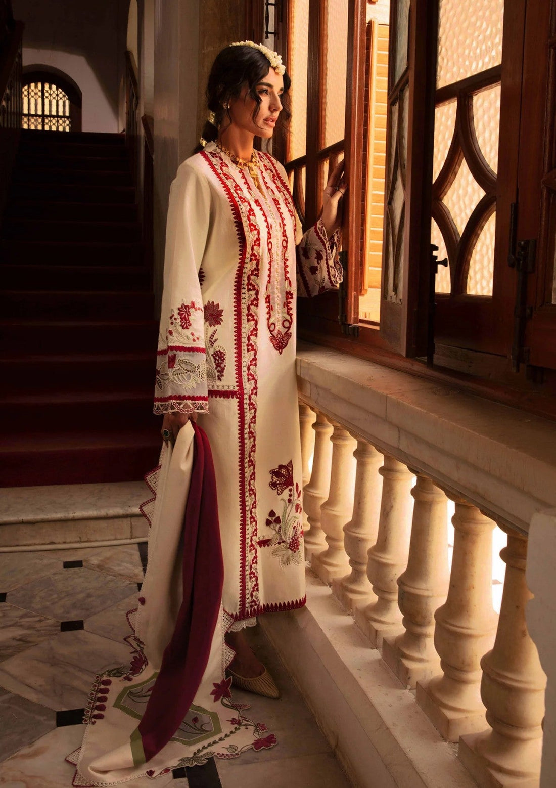 Winter Collection - Crimson - Aaleen - Winter Unstitched 24 - Musafir