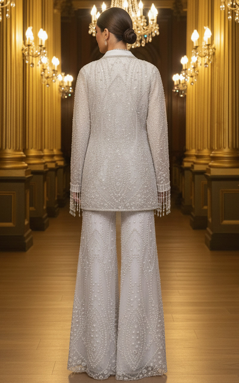 Threads and Motifs | Formal Dresses 25 | Embroidered Jacket With Blouse And Trouser - Official Threads and Motifs stockist in UK - Sakeena London