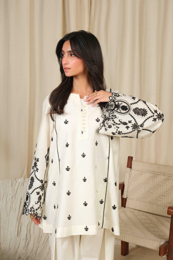 Noor by Saadia Asad | Noor Pret 25 | D2 - Monochrome Flair - Official Noor by Saadia Asad stockist in UK - Sakeena London