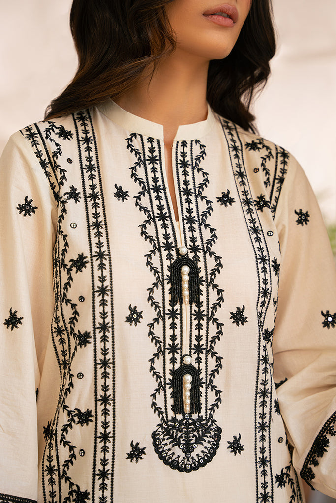 Cross Stitch | Mahiri Embroidered Lawn 24 | IVORY NOIR - Official Cross Stitch stockist in UK - Sakeena London