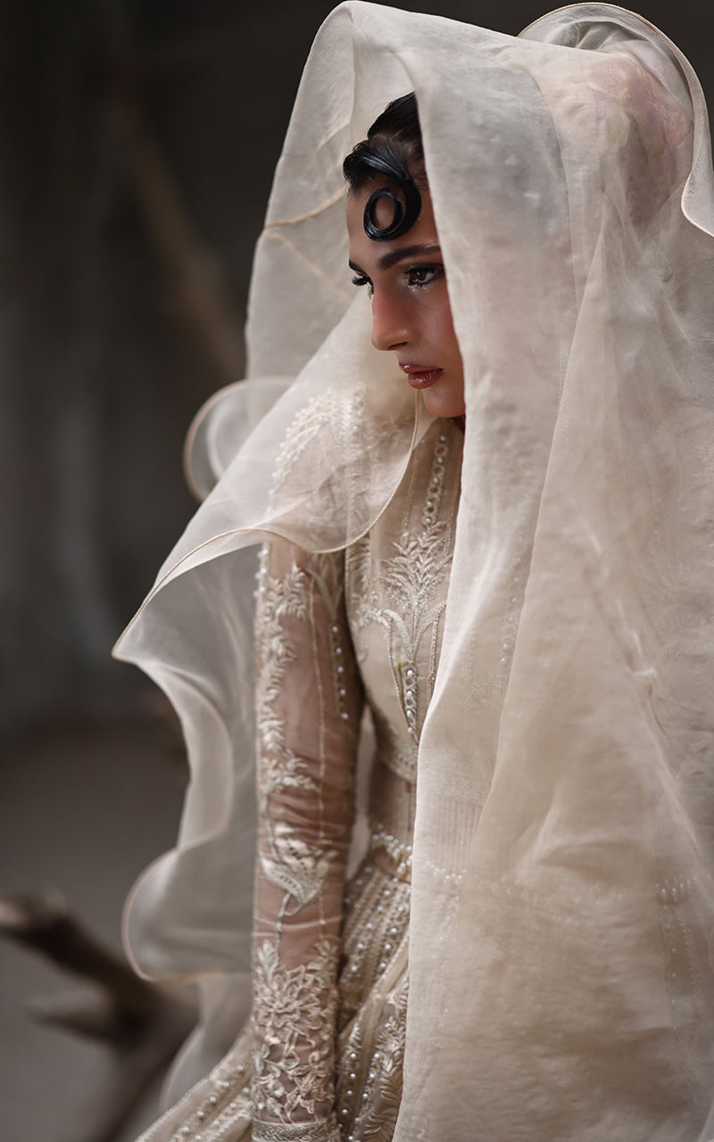 Threads and Motifs | Formal Dresses 25 | Organza Embroidered Blouse And Lehenga - Official Threads and Motifs stockist in UK - Sakeena London
