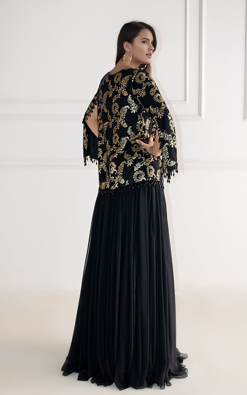 Threads and Motifs | Formal Dresses 25 | Chiffon Embroidered Jacket - Official Threads and Motifs stockist in UK - Sakeena London