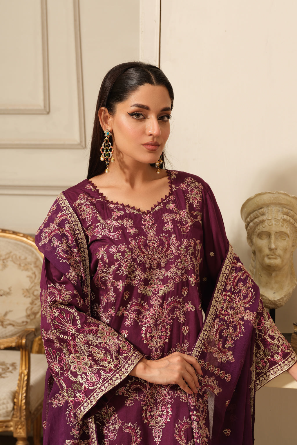 Johra | Silsila Embroidered Viscose | JH-259-SIL - Official Johra stockist in UK - Sakeena London