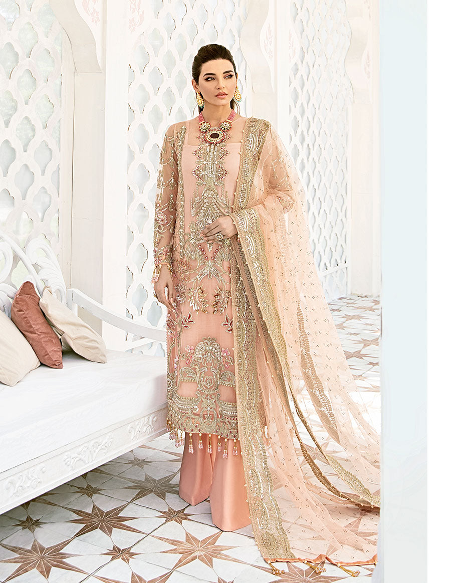 Gulaal | Wedding Formals | VOIR EMBROIDERED NET 3-PIECE SUIT WS-07 - FLEUR DE ROSE WEDDING FORMALS - Official Gulaal stockist in UK - Sakeena London