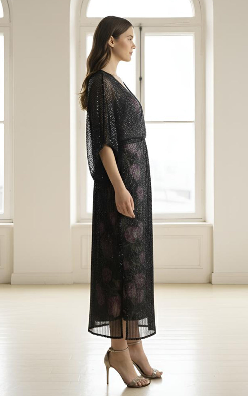 Threads and Motifs | Formal Dresses 25 | Sequins Kaftan With Printed Inner - Official Threads and Motifs stockist in UK - Sakeena London