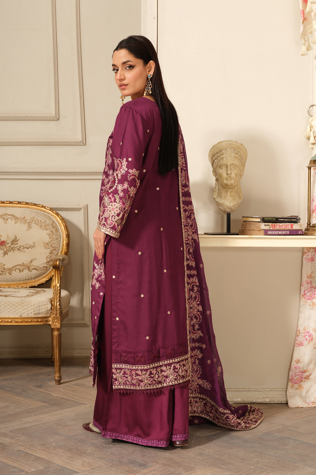 Johra | Silsila Embroidered Viscose | JH-259-SIL - Official Johra stockist in UK - Sakeena London