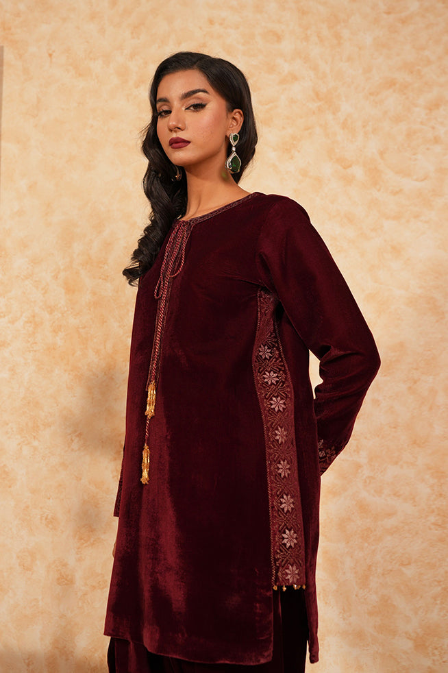 Fozia Khalid | Velvet Deck | Garnet - Official Fozia Khalid stockist in UK - Sakeena London