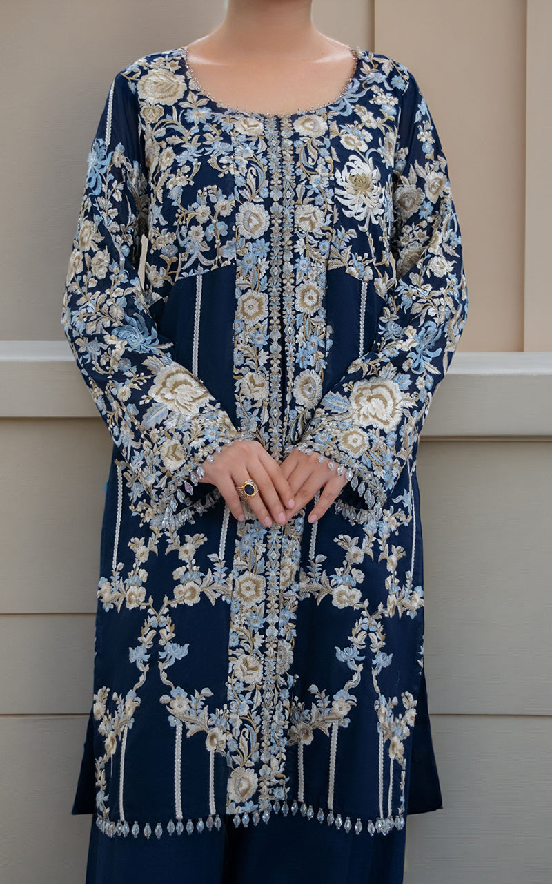 Threads and Motifs | Formal Dresses 25 | Chiffon Embroidered Shirt - Official Threads and Motifs stockist in UK - Sakeena London