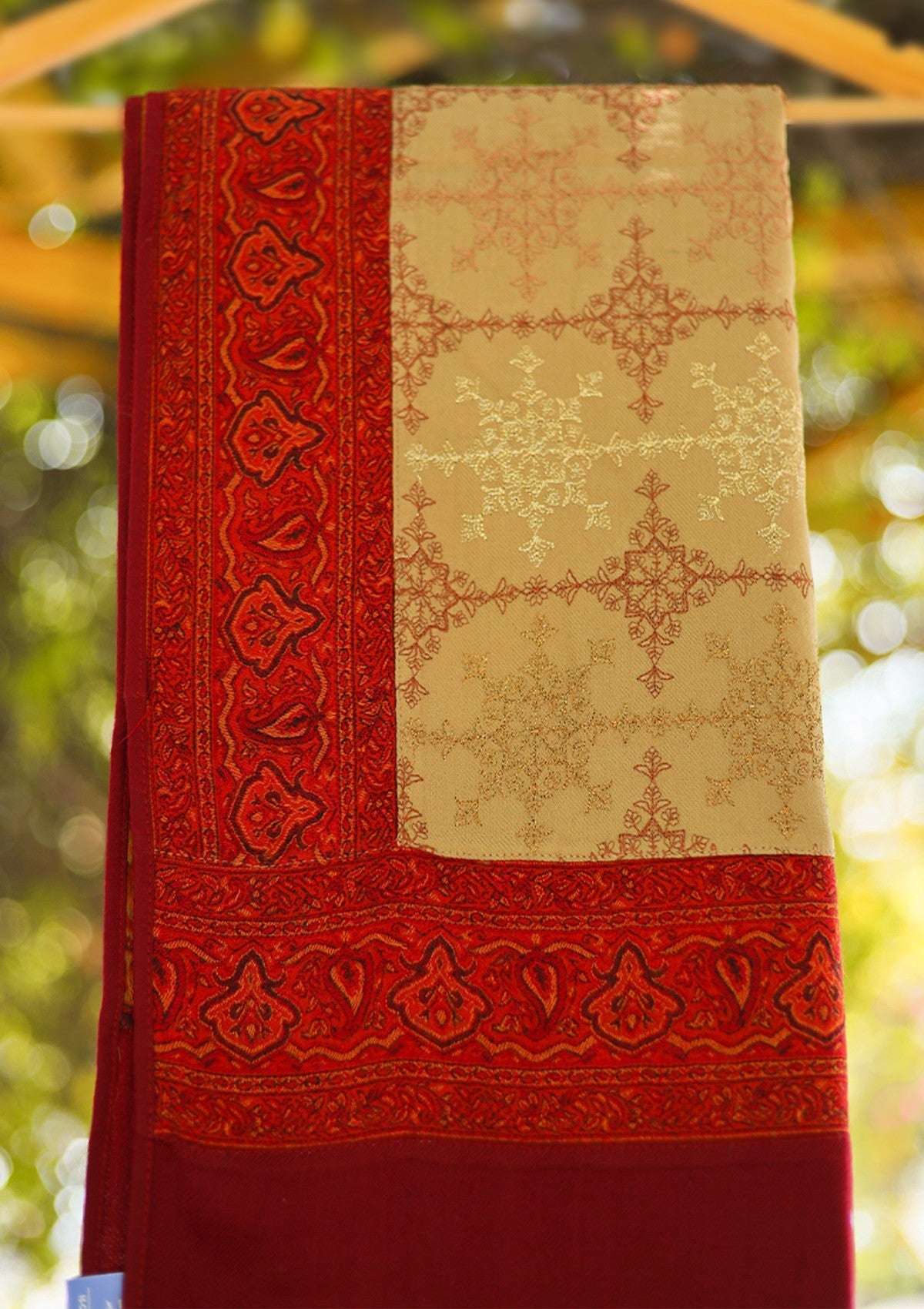 Wool Embroidered Shawl D - 19 - Brown