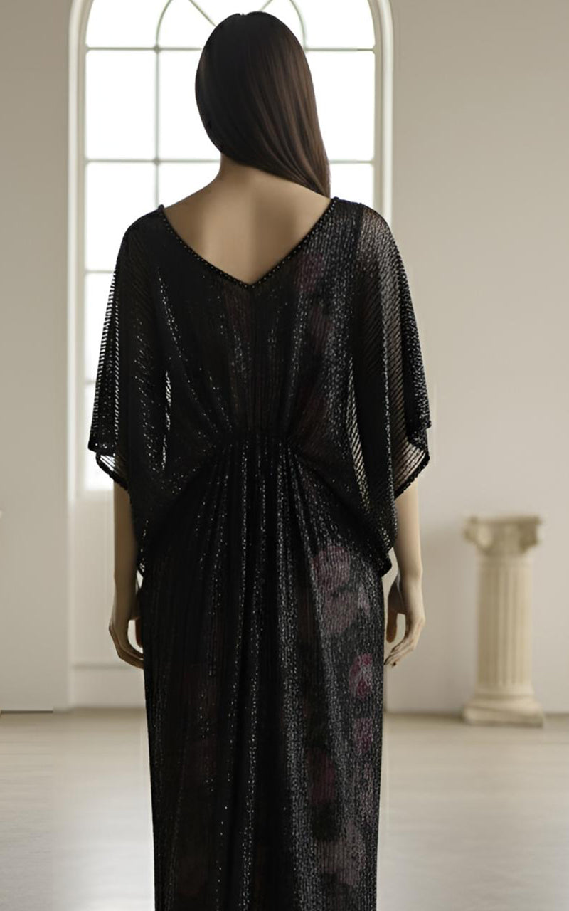Threads and Motifs | Formal Dresses 25 | Sequins Kaftan With Printed Inner - Official Threads and Motifs stockist in UK - Sakeena London