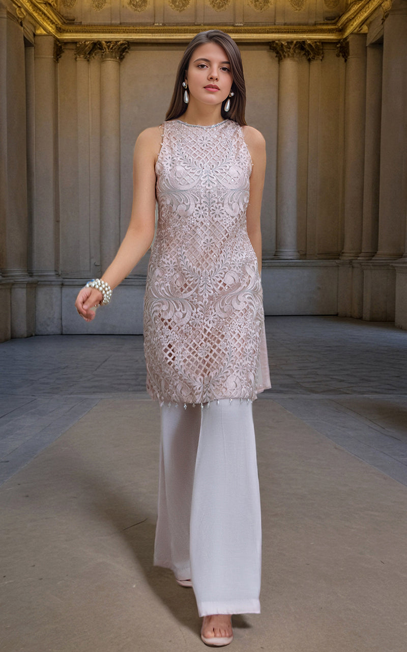 Threads and Motifs | Formal Dresses 25 | Organza Embroidered Shirt - Official Threads and Motifs stockist in UK - Sakeena London