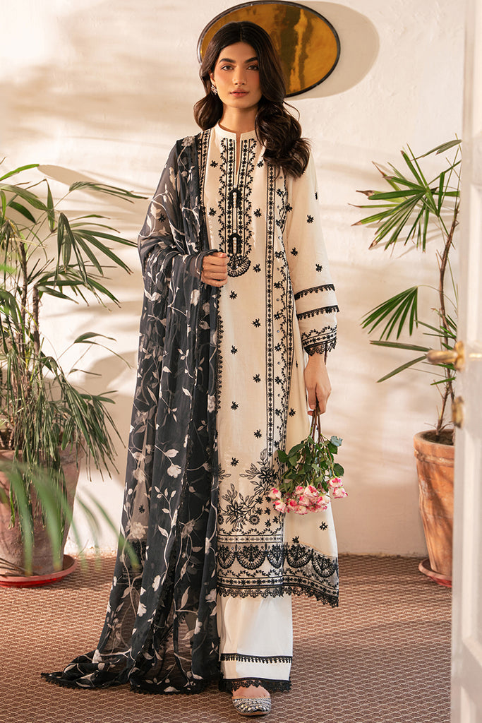 Cross Stitch | Mahiri Embroidered Lawn 24 | IVORY NOIR - Official Cross Stitch stockist in UK - Sakeena London