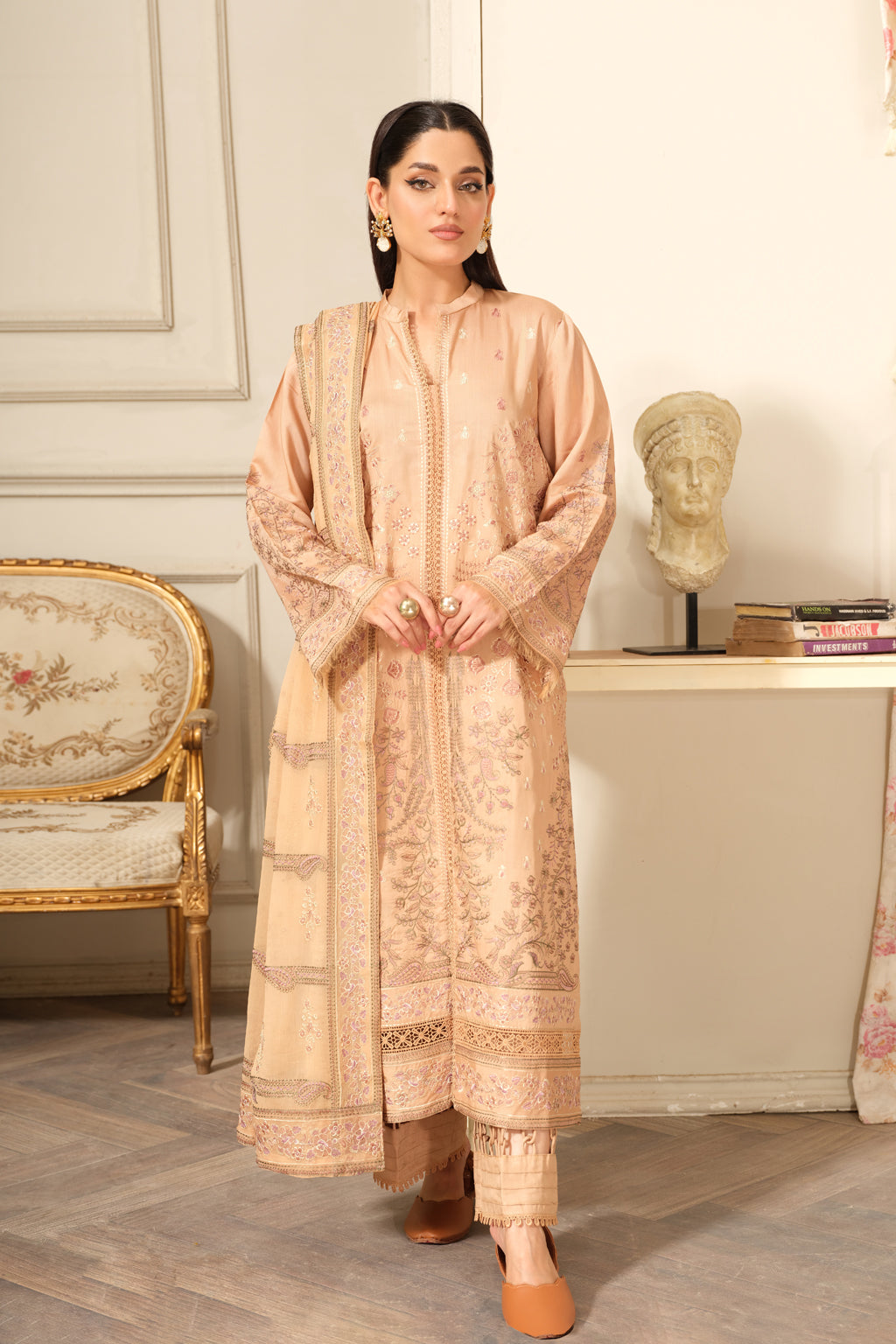 Johra | Silsila Embroidered Viscose | JH-254-SIL - Official Johra stockist in UK - Sakeena London