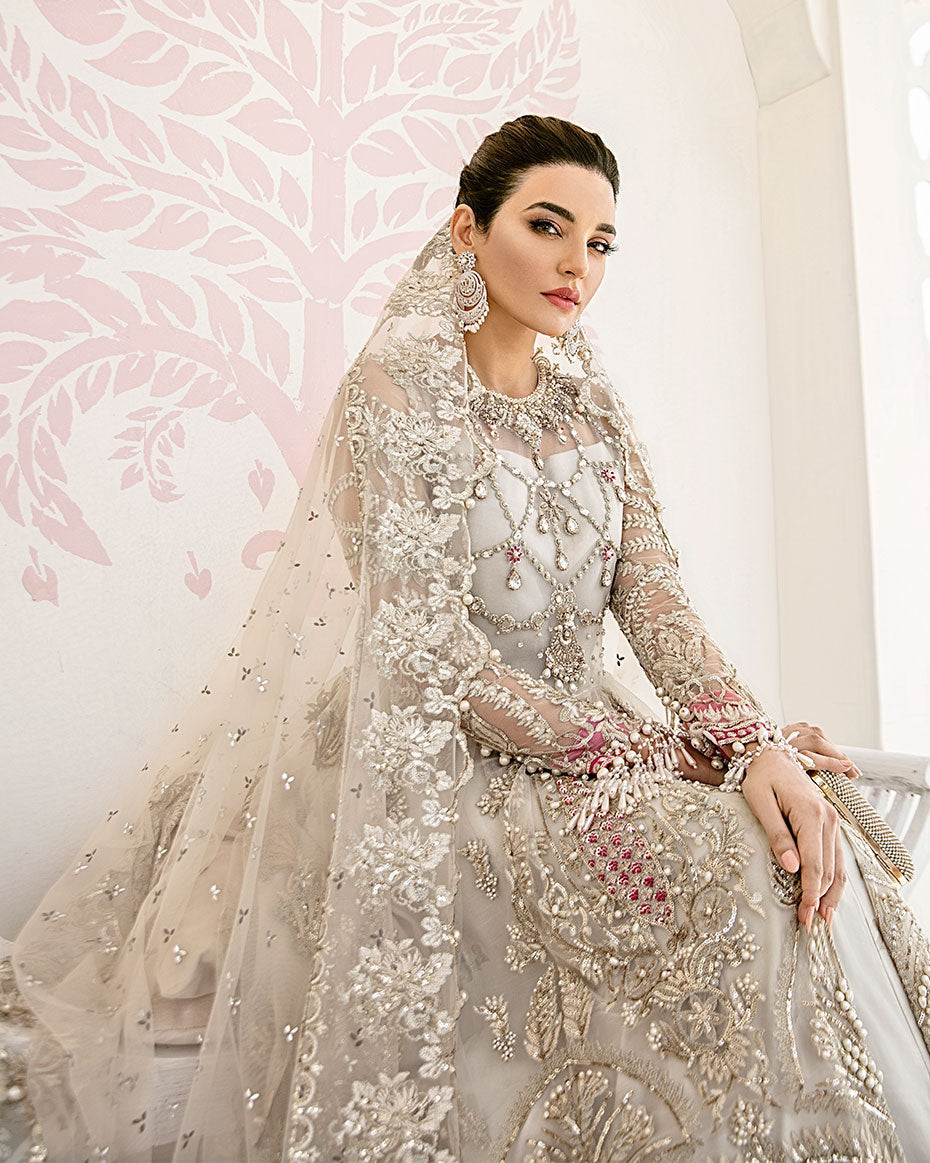 Gulaal | Wedding Formals | Jeune Embroidered Net 3-Piece Suit WS-02 - Official Gulaal stockist in UK - Sakeena London