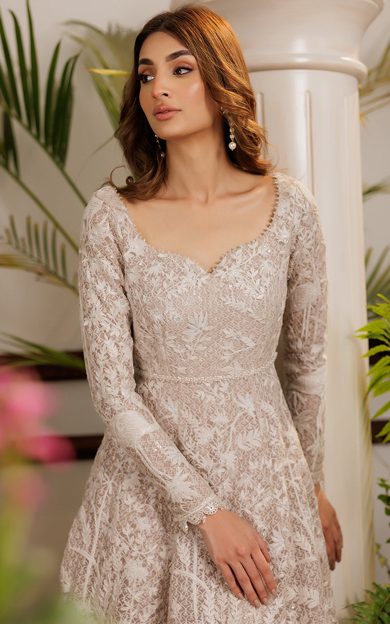 Threads and Motifs | Formal Dresses 25 | Net Embroidered Dress - Official Threads and Motifs stockist in UK - Sakeena London