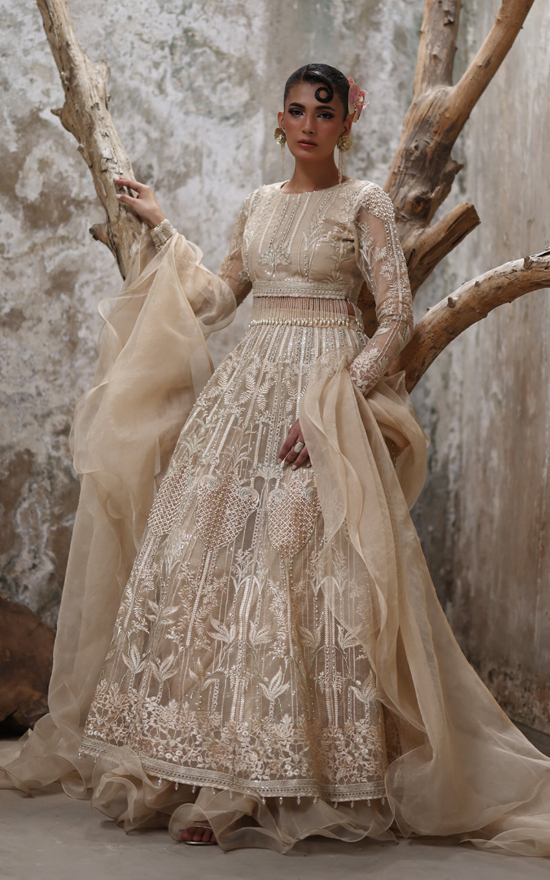 Threads and Motifs | Formal Dresses 25 | Organza Embroidered Blouse And Lehenga - Official Threads and Motifs stockist in UK - Sakeena London