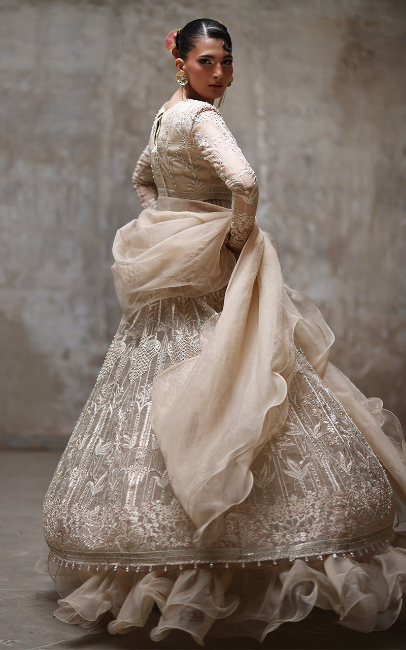 Threads and Motifs | Formal Dresses 25 | Organza Embroidered Blouse And Lehenga - Official Threads and Motifs stockist in UK - Sakeena London