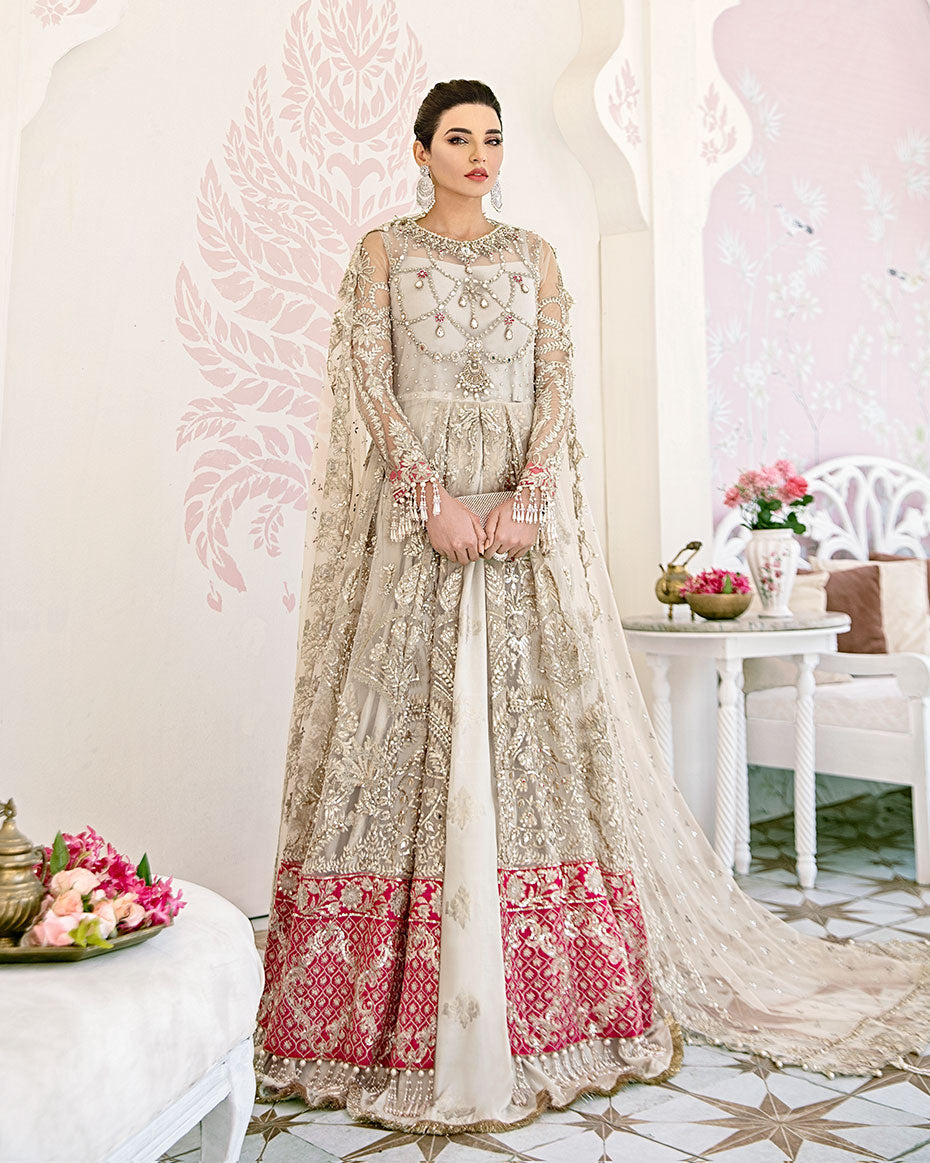 Gulaal | Wedding Formals | Jeune Embroidered Net 3-Piece Suit WS-02 - Official Gulaal stockist in UK - Sakeena London