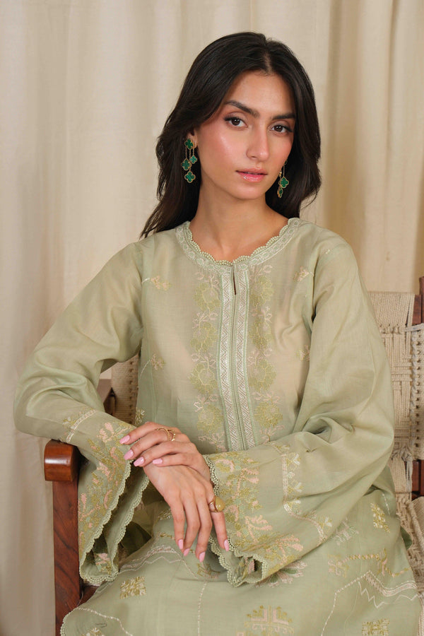 Noor by Saadia Asad | Noor Pret 25 | D4 - Muted Green - Official Noor by Saadia Asad stockist in UK - Sakeena London