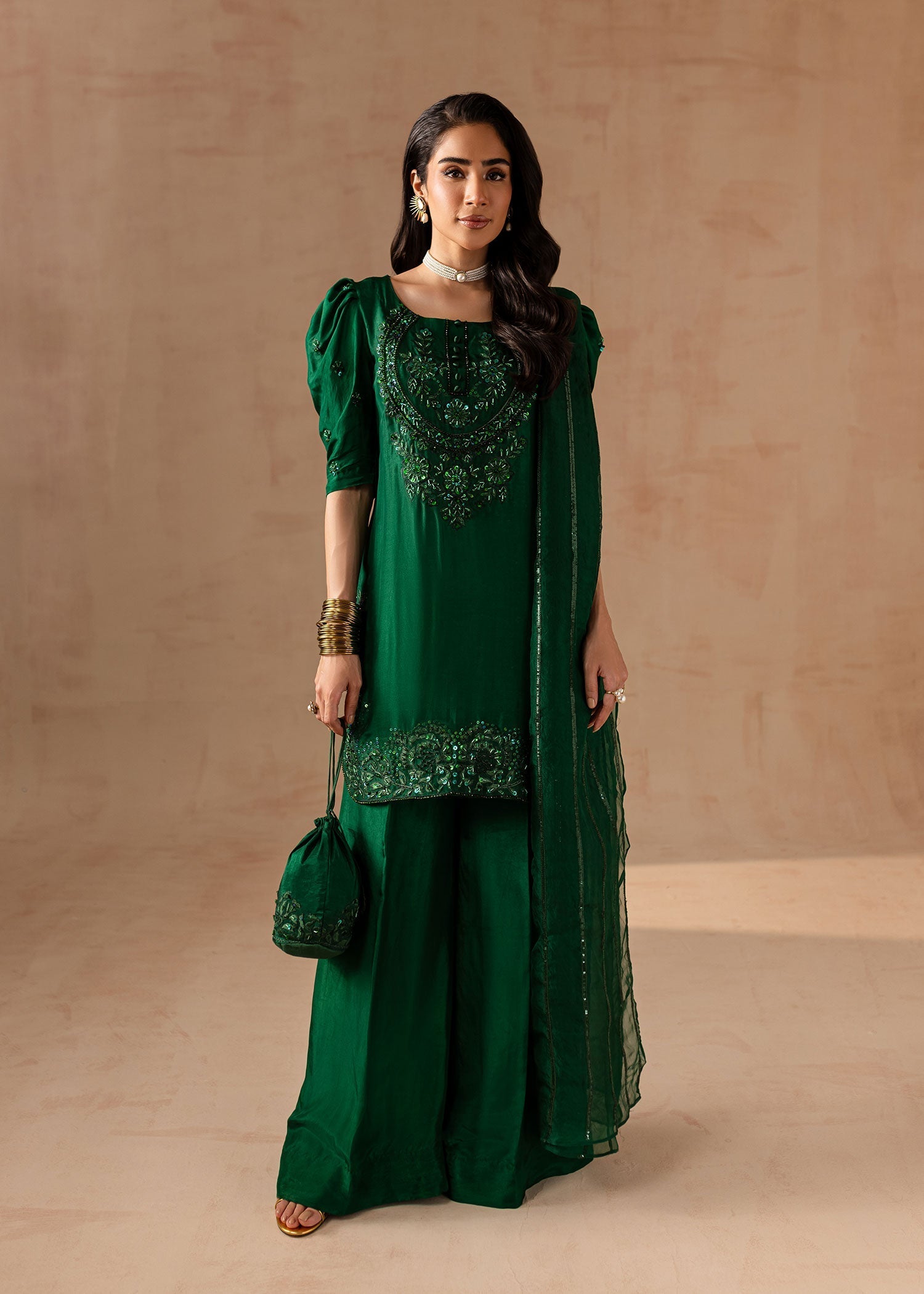 Maria Osama Khan | Noir Bliss Luxury Formals | Emerald Green - Official Maria Osama Khan stockist in UK - Sakeena London