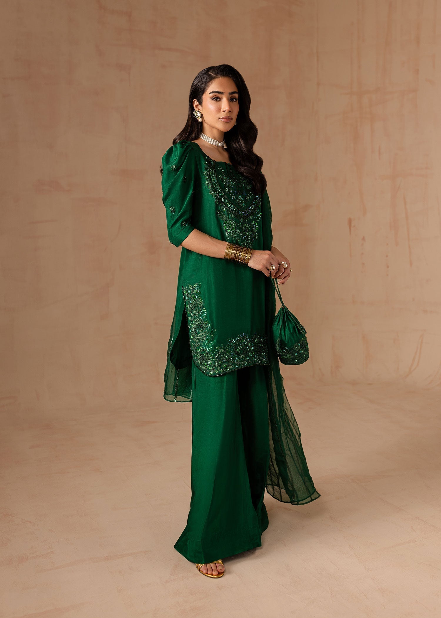 Maria Osama Khan | Noir Bliss Luxury Formals | Emerald Green - Official Maria Osama Khan stockist in UK - Sakeena London