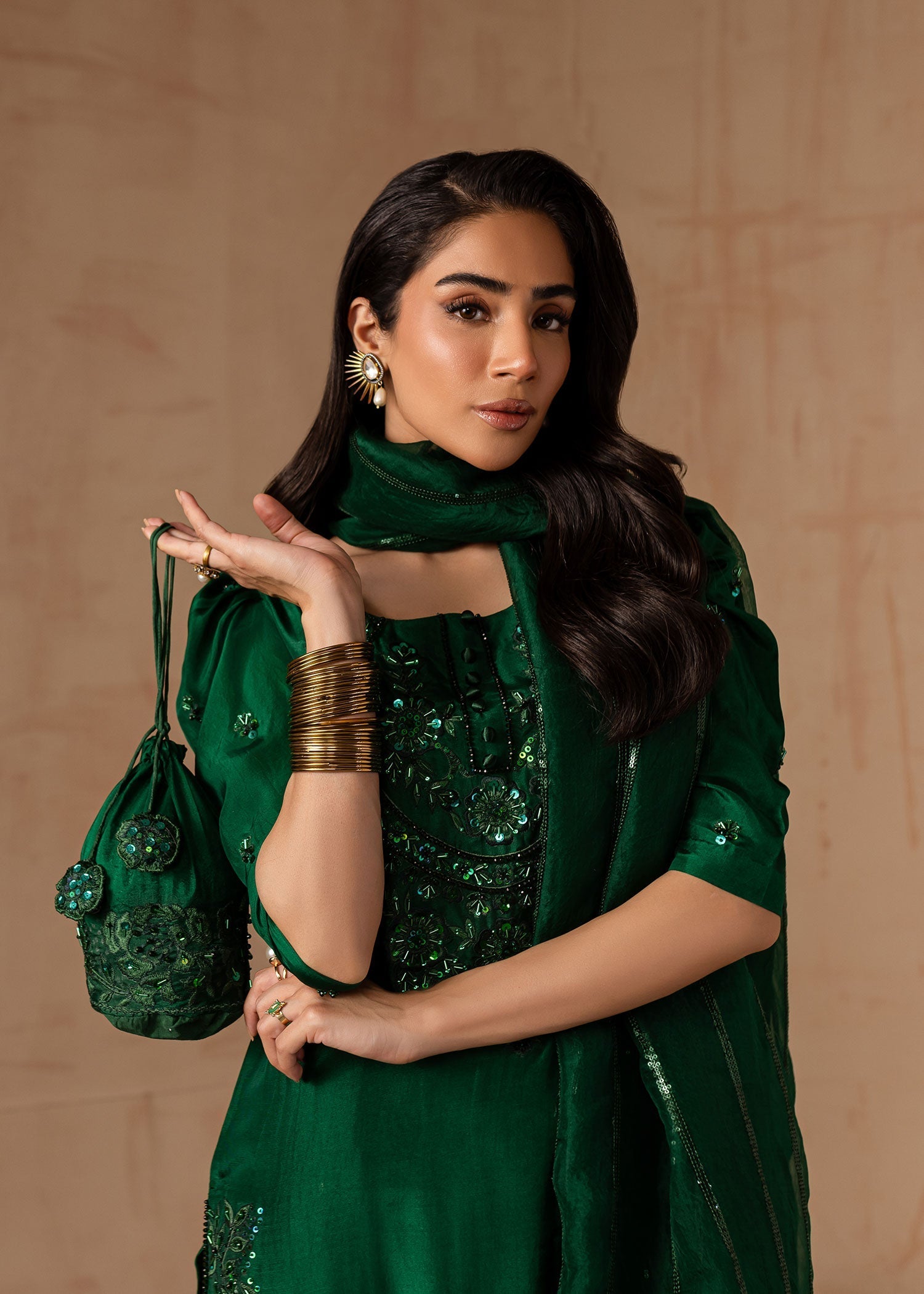 Maria Osama Khan | Noir Bliss Luxury Formals | Emerald Green - Official Maria Osama Khan stockist in UK - Sakeena London