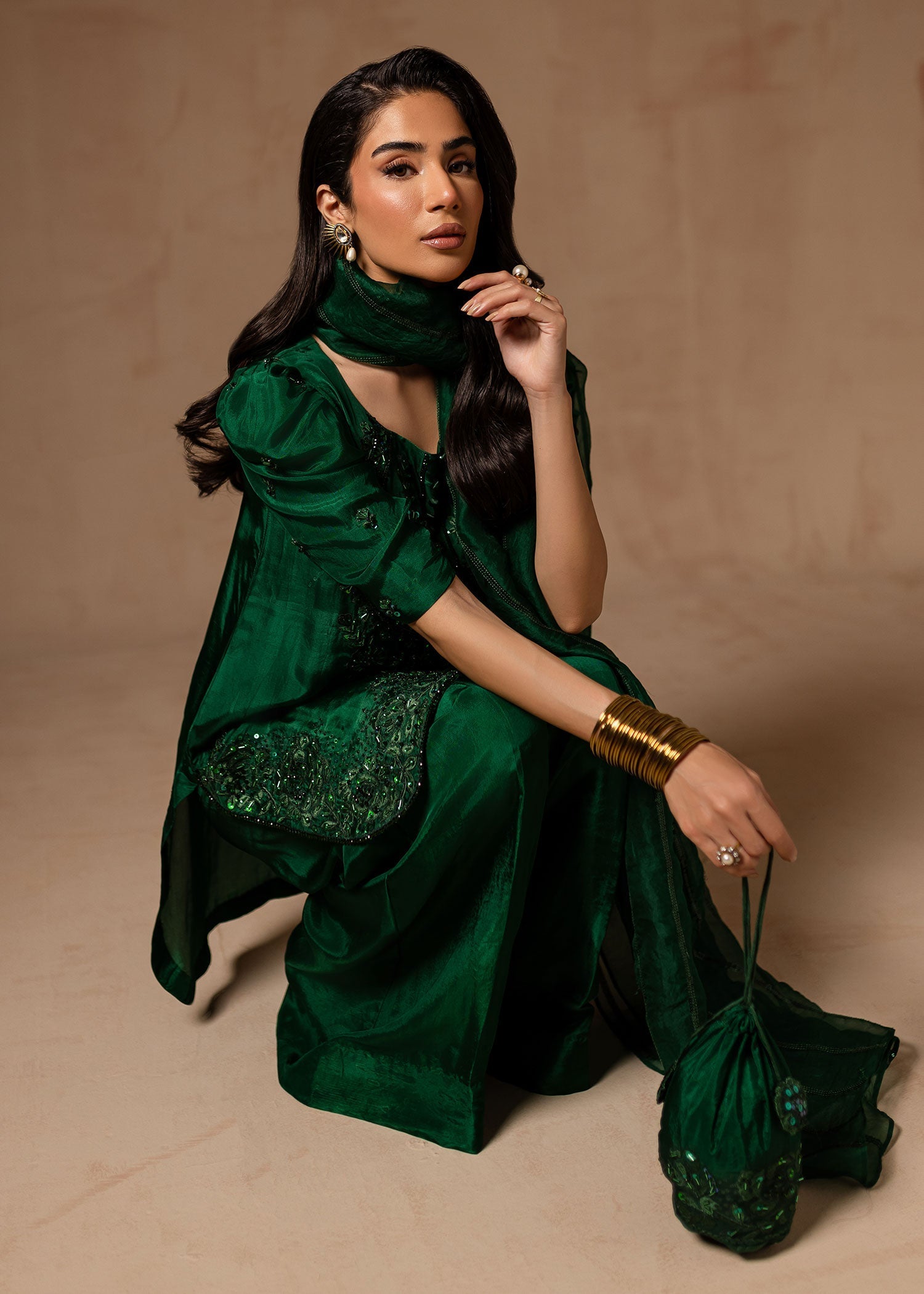 Maria Osama Khan | Noir Bliss Luxury Formals | Emerald Green - Official Maria Osama Khan stockist in UK - Sakeena London
