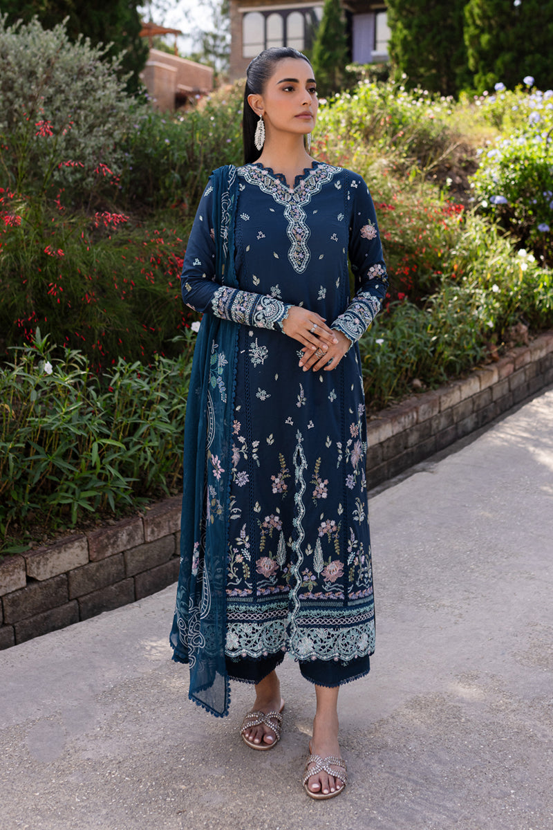 Qalamkar | Q Line Lawn 25 | QM-01 Bleu - Official Qalamkar stockist in UK - Sakeena London