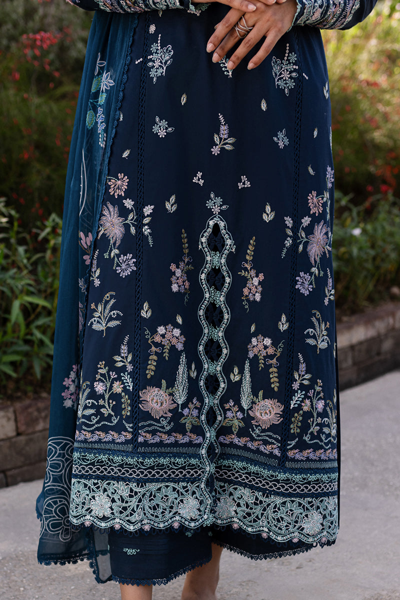 Qalamkar | Q Line Lawn 25 | QM-01 Bleu - Official Qalamkar stockist in UK - Sakeena London