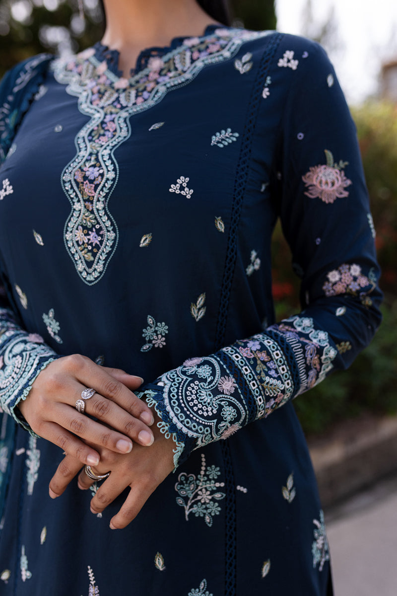 Qalamkar | Q Line Lawn 25 | QM-01 Bleu - Official Qalamkar stockist in UK - Sakeena London