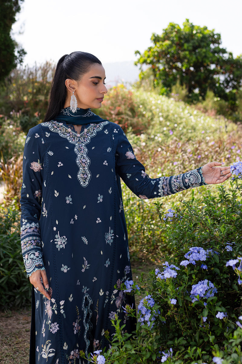 Qalamkar | Q Line Lawn 25 | QM-01 Bleu - Official Qalamkar stockist in UK - Sakeena London