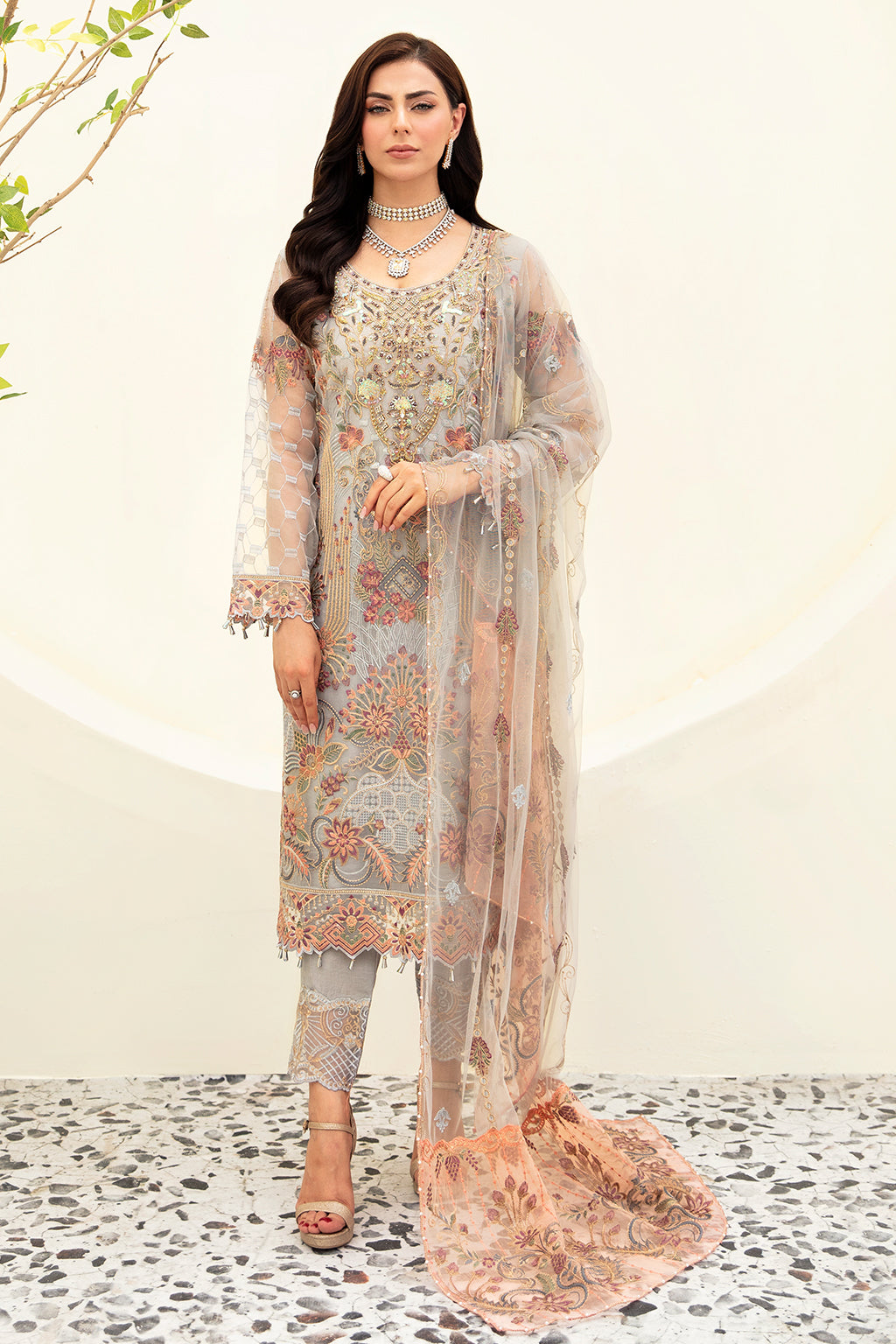 Ramsha | Minhal Organza Collection | M-909 - Official Ramsha stockist in UK - Sakeena London