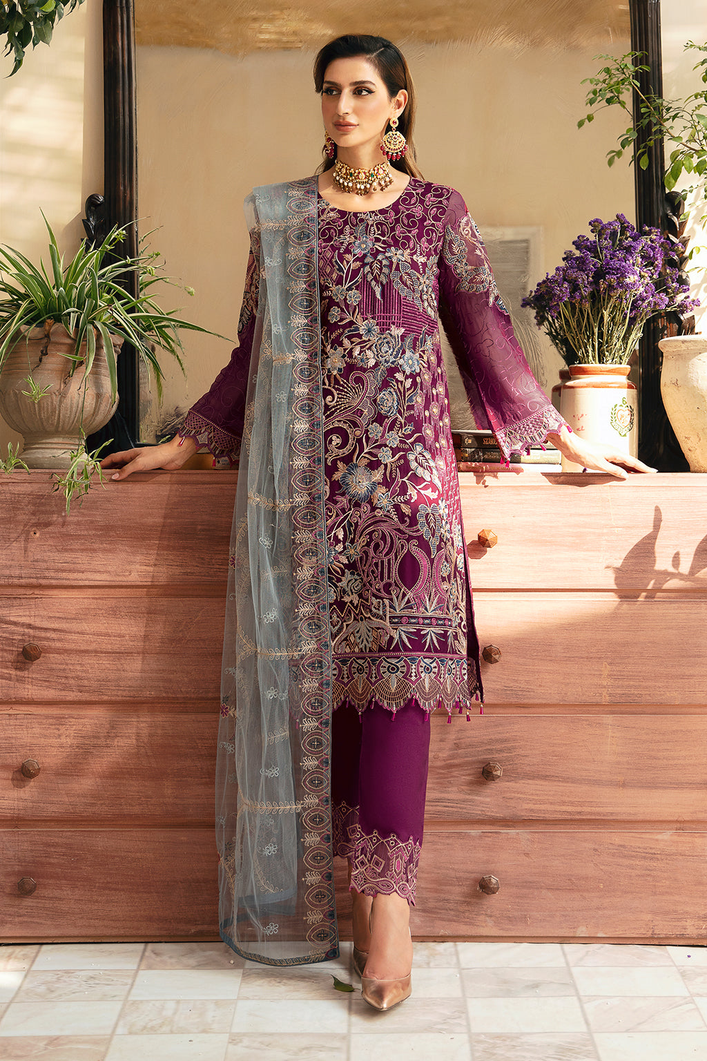 Ramsha | Chevron Chiffon Collection | A-911 - Official Ramsha stockist in UK - Sakeena London