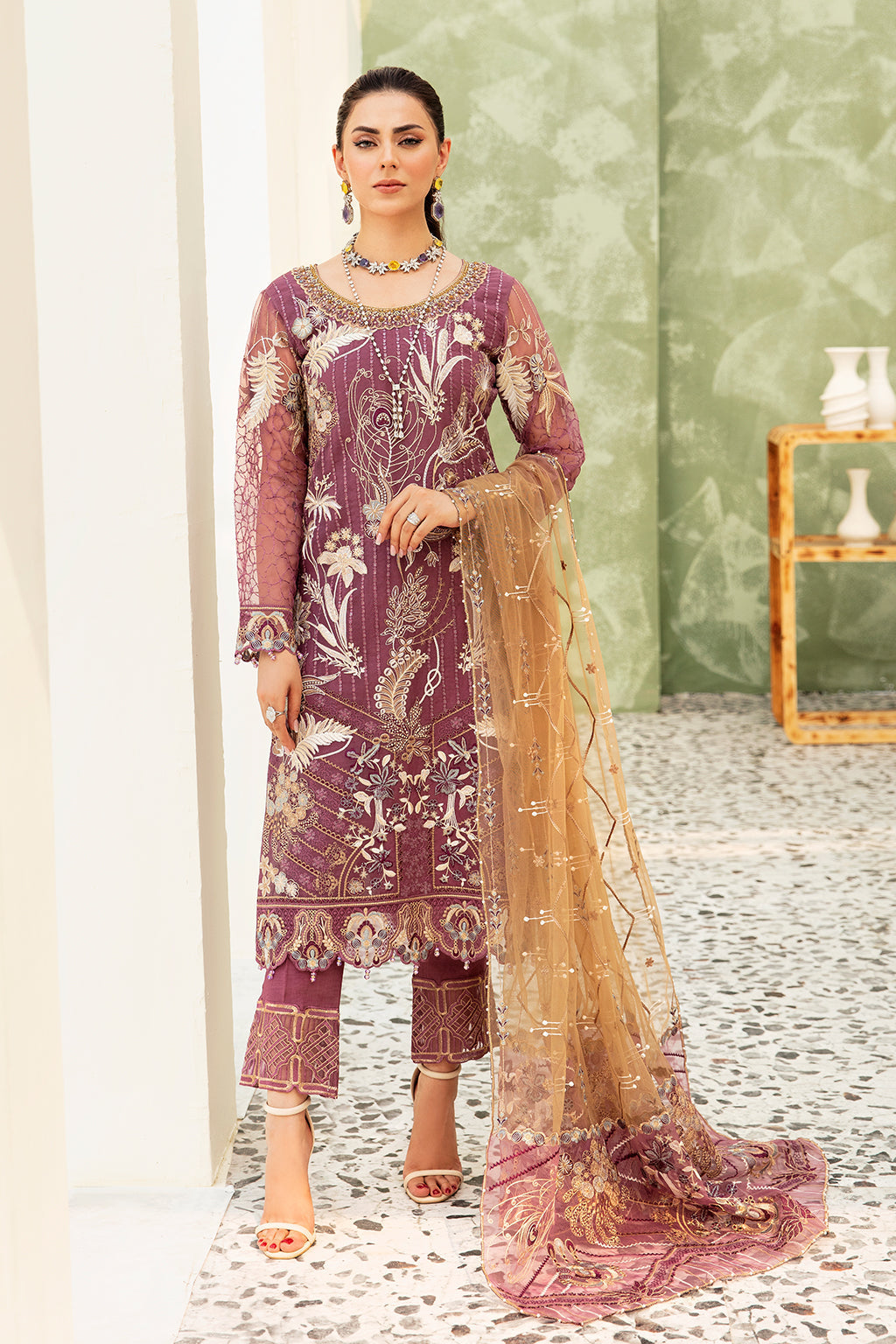 Ramsha | Minhal Organza Collection | M-910 - Official Ramsha stockist in UK - Sakeena London